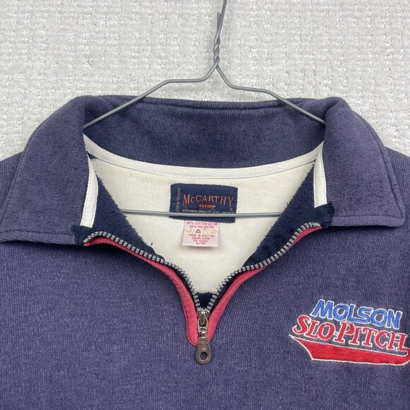 Vintage McCarthy x Molson Slo-Pitch Baseball Sweatshirt Men's XL Quarter Zip - Picture 6 of 16